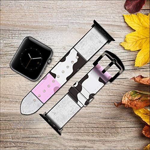 CA0641 פרה מצוירת עור ורצועת רצועת שעונים חכמה של סיליקון עבור Apple Watch Iwatch Size 42 ממ/44 ממ/45 ממ
