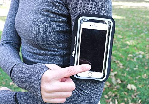SenederShield EMF & 5G הגנת קרינה הגנה מפני קרינה - סרט זרוע סלולרי מתכוונן לספורט ופעילות גופנית - מתאים לטלפונים עד 6.5 x 3 - עם מחזיק