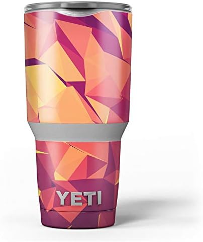 עיצוב צורות גיאומטריות ורוד וכתום של ניאון - ערכת עטיפת ויניל מדבקות עור תואמת את כוסות הכוס הקירור יותר של Yeti Rambler Cooler יותר