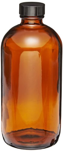 קימבל סוג III סודה-ליים זכוכית ענבר בוסטון בקבוק פה צר עגול עם כובע ספינות גומי לבן, קיבולת 2oz