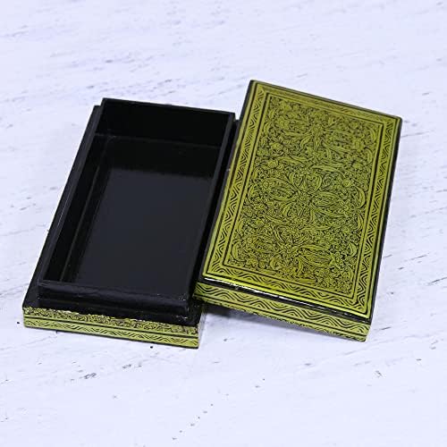 מכשיר נייר פרחוני של נוביה וקופסת דקורטיבית עץ, גוון שחור וזהב, זהב קשמיר '