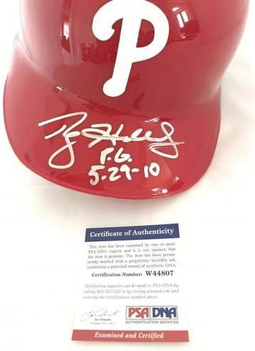 פילדלפיה פילס רוי הלדיי חתם על קסדה של רולינגס עם חתימות של קסדות של ליגת הבייסבול