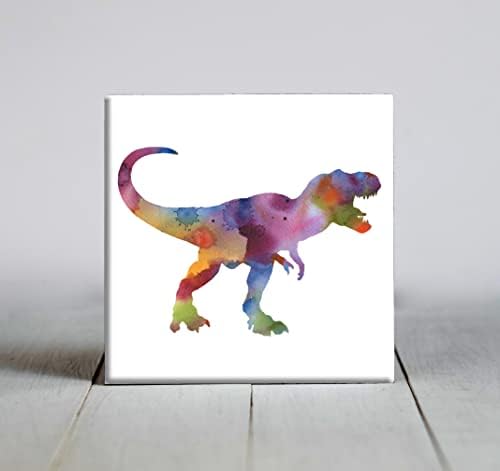 טירנוזאורוס רקס מופשט בצבעי מים אמנות דקורטיבי אריח