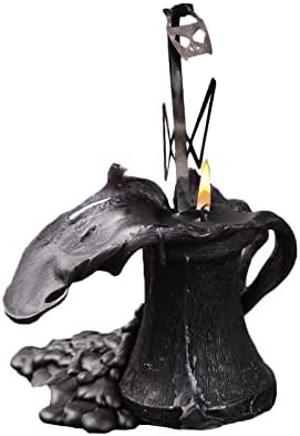קישוטי נרות בצורת עטלף שלד בפנים כשהוא נמס - עיצוב גולגולת ועצמות נרות - טבעוני שעווה ירקות 6x3 אינץ