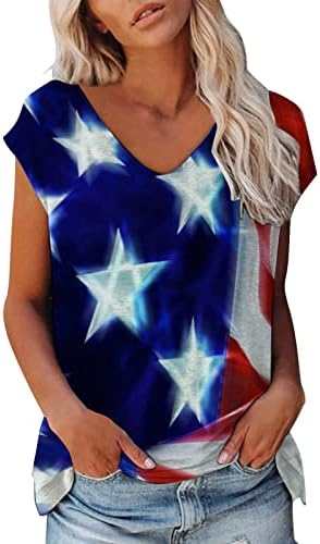נשים של ארהב דגל פטריוטים חולצת טי צוואר רגוע בכושר חולצות מקרית קצר שרוול גרפיטי אמריקאי דגל גרפי טיז