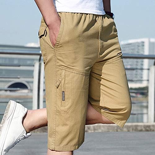 מכנסיים קצרים לגברים של YMOSRH כושר מזדמן בקיץ פיתוח גוף בכיס צבע מוצק מכנסיים מכנסיים של גברים